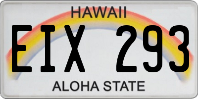 HI license plate EIX293