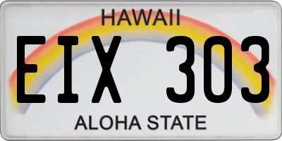 HI license plate EIX303