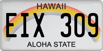 HI license plate EIX309