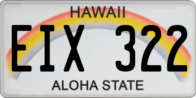 HI license plate EIX322