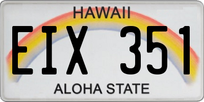 HI license plate EIX351