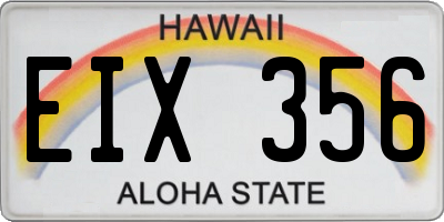 HI license plate EIX356