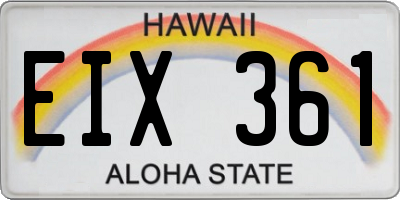 HI license plate EIX361