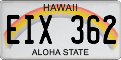 HI license plate EIX362
