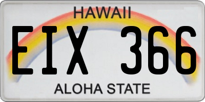 HI license plate EIX366