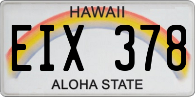 HI license plate EIX378