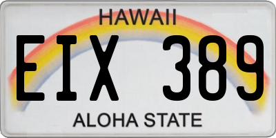 HI license plate EIX389