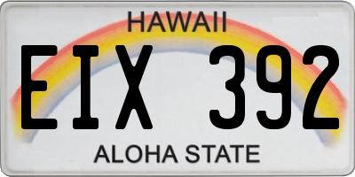 HI license plate EIX392