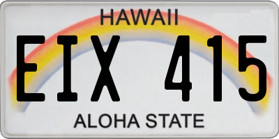 HI license plate EIX415