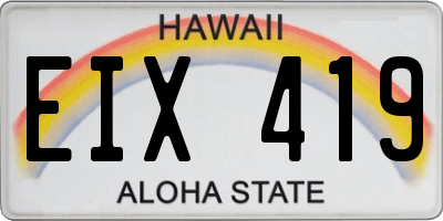 HI license plate EIX419