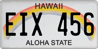HI license plate EIX456
