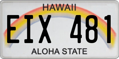 HI license plate EIX481