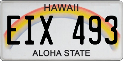 HI license plate EIX493