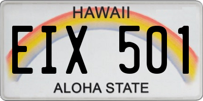HI license plate EIX501
