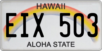 HI license plate EIX503