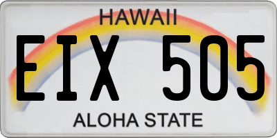 HI license plate EIX505