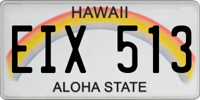 HI license plate EIX513