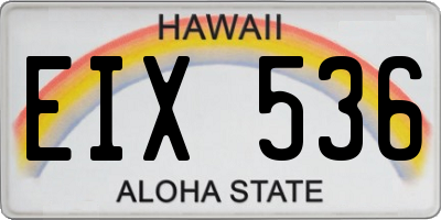 HI license plate EIX536
