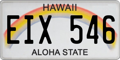 HI license plate EIX546