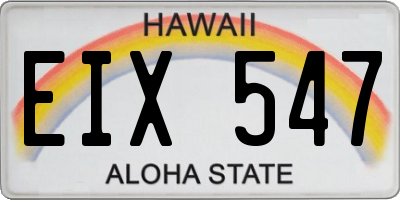 HI license plate EIX547