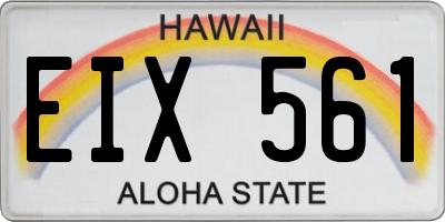 HI license plate EIX561