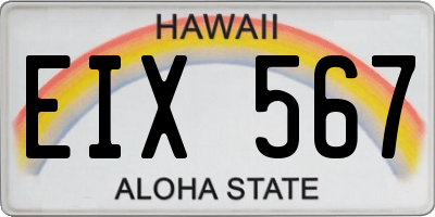 HI license plate EIX567