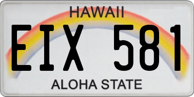 HI license plate EIX581
