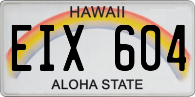 HI license plate EIX604
