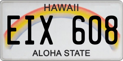 HI license plate EIX608