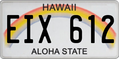 HI license plate EIX612
