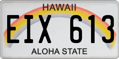 HI license plate EIX613