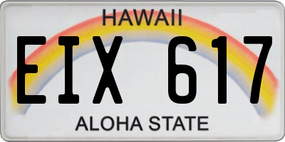 HI license plate EIX617
