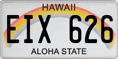 HI license plate EIX626