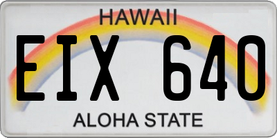 HI license plate EIX640