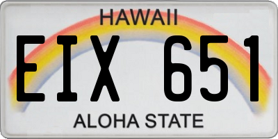 HI license plate EIX651