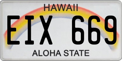 HI license plate EIX669