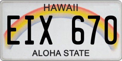 HI license plate EIX670