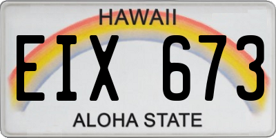 HI license plate EIX673
