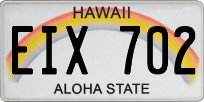 HI license plate EIX702