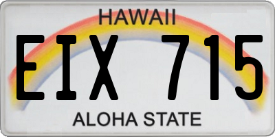 HI license plate EIX715