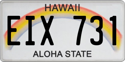 HI license plate EIX731