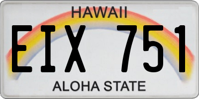 HI license plate EIX751