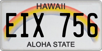 HI license plate EIX756