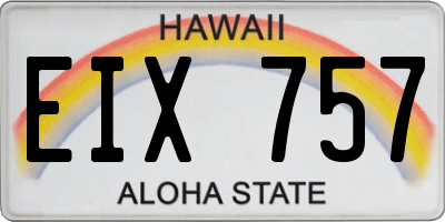 HI license plate EIX757
