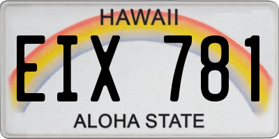 HI license plate EIX781