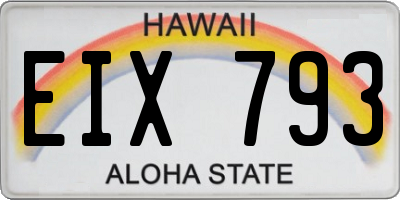 HI license plate EIX793