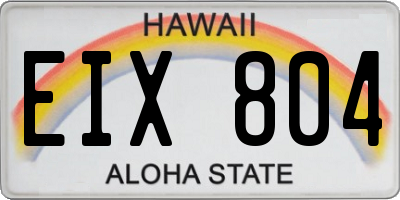 HI license plate EIX804
