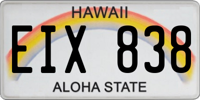 HI license plate EIX838