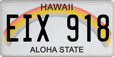 HI license plate EIX918