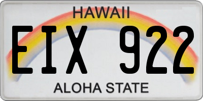 HI license plate EIX922